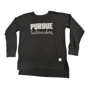 Purdue Boilermakers Sweatshirt Womens L Large Black Pressbox Leopard Print Slit